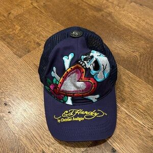 Christian Audigier Trucker Hat Purple and Yellow O/S